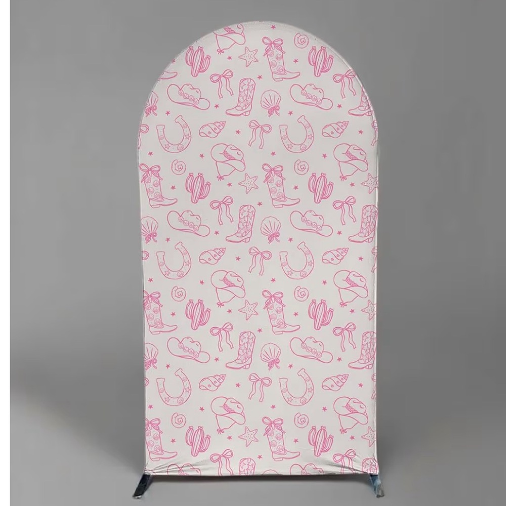 Pink Western-Themed Arch Backdrop Cover